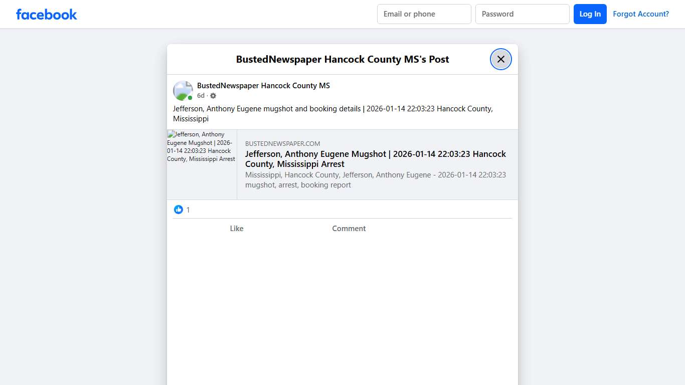 Jefferson, Anthony... - BustedNewspaper Hancock County MS | Facebook
